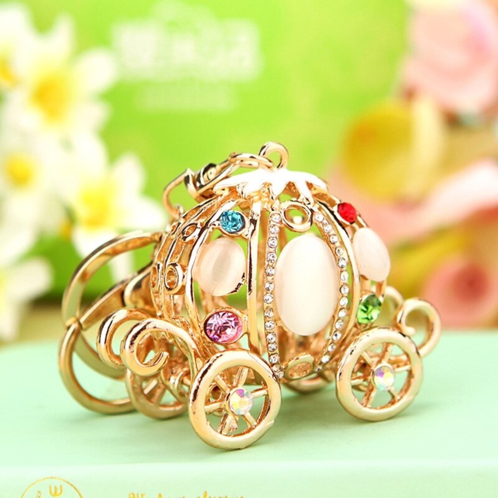 Cinderella’s Royal Gold Crystal Carriage Keychain Charm